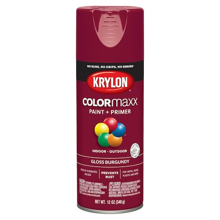 Krylon ColorMaxx Gloss Burgundy Paint + Primer Spray Paint 12 oz K05508007